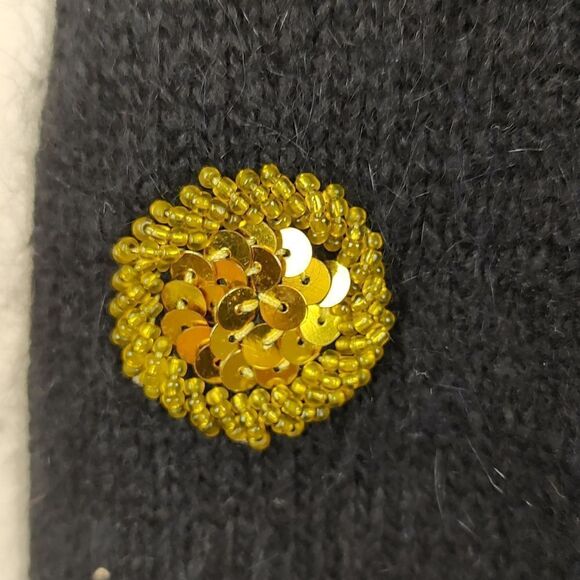 IB Diffusion Petites Black Sequin Silk Angora Lambswool Sweater Vintage 1990 - Picture 9 of 9